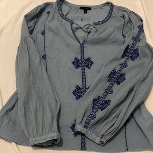 J. Crew Boho Embroidered Gauze Blouse Size 8T / 8 Tall